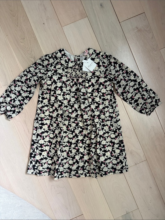 Bonpoint Other - Bonpoint Black Floral Smocked Dress with Pink Accents
